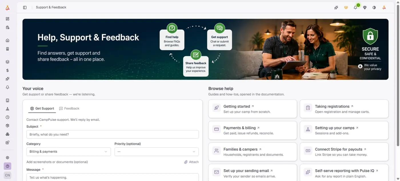 In-product help and contextual guidance