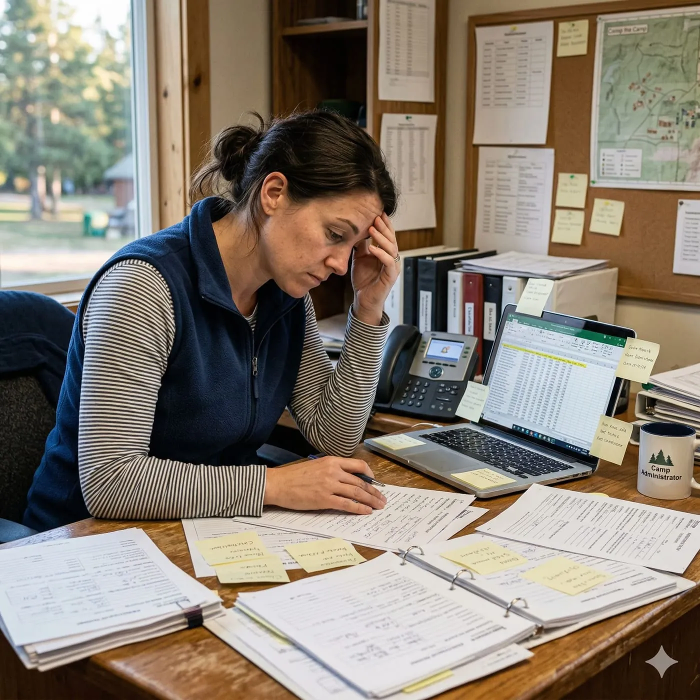 A parent working through a camp registration form